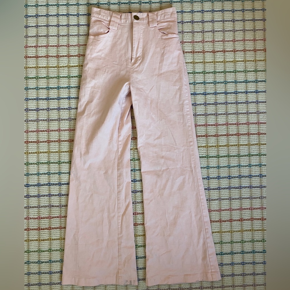 VERGE GIRL HIGH WAISTED PINK FLARE PANTS: size AUS 10